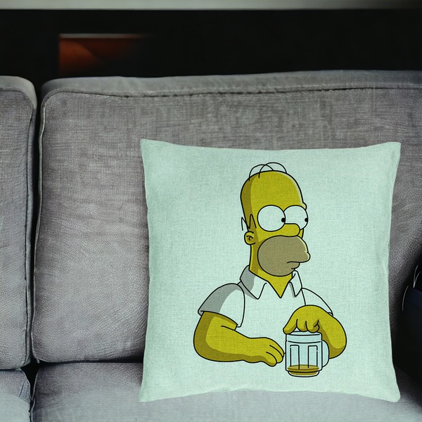 Perna Decorativa, Model Simpsons Homer, 40x40 cm, Verde Menta, Husa Detasabila, Burduf 18 bsC0185 PhotoRoom 2