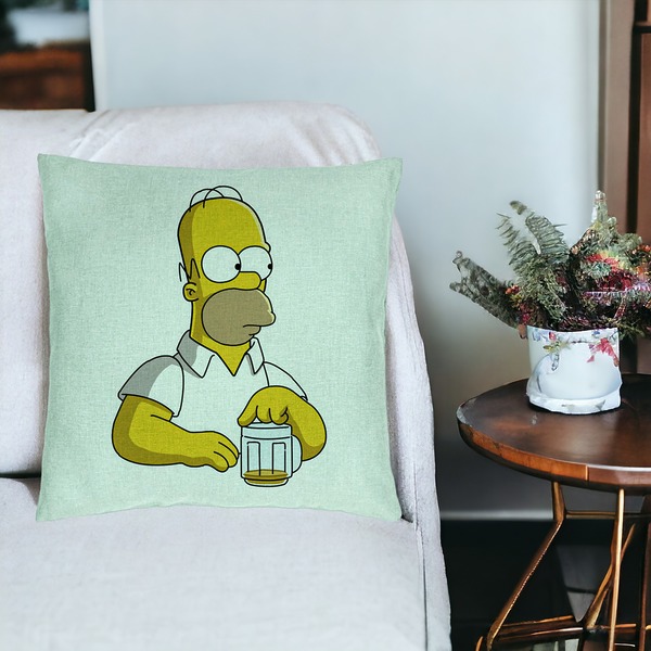 Perna Decorativa, Model Simpsons Homer, 40x40 cm, Verde Menta, Husa Detasabila, Burduf 19 bsC0185 PhotoRoom 3