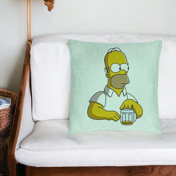Perna Decorativa, Model Simpsons Homer, 40x40 cm, Verde Menta, Husa Detasabila, Burduf 20 bsC0185 PhotoRoom 4