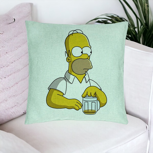 Perna Decorativa, Model Simpsons Homer, 40x40 cm, Verde Menta, Husa Detasabila, Burduf 16 bsC0185 PhotoRoom