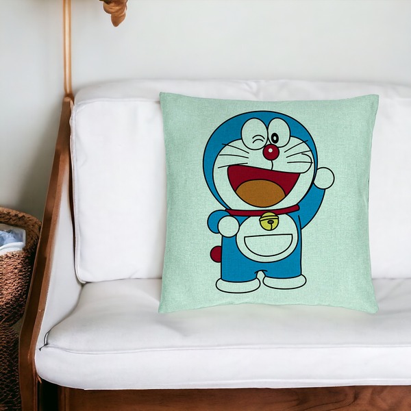 Perna Decorativa, Model copii Doraemon, 40x40 cm, Verde Menta, Husa Detasabila, Burduf 20 bsC0187 PhotoRoom 4
