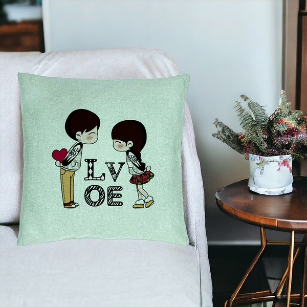 Perna Decorativa, Model Super Love, 40x40 cm, Verde Menta, Husa Detasabila, Burduf 19 bsC0188 PhotoRoom 3