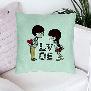 Alternative view of Perna Decorativa, Model Super Love, 40x40 cm, Verde Menta, Husa Detasabila, Burduf