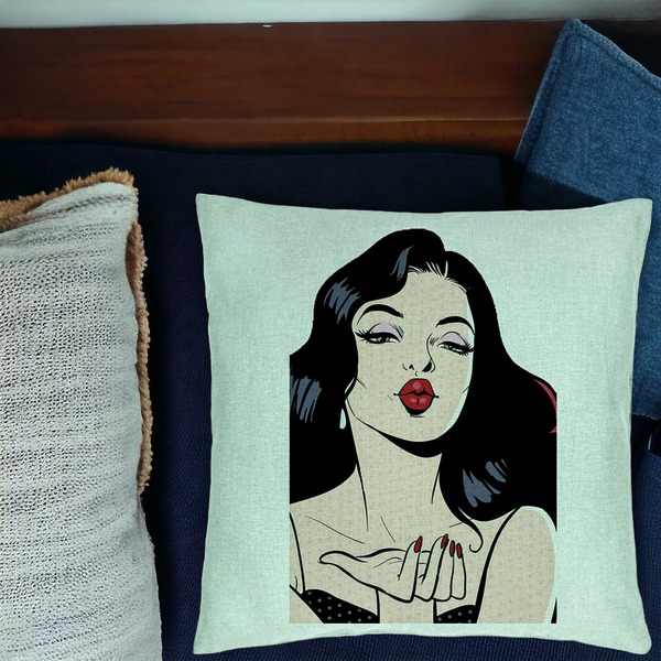 Perna Decorativa, Model Vintage Pop Art, 40x40 cm, Verde Menta, Husa Detasabila, Burduf 17 bsC0189 PhotoRoom 1