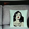 Perna Decorativa, Model Vintage Pop Art, 40x40 cm, Verde Menta, Husa Detasabila, Burduf 25 bsC0189 PhotoRoom 2
