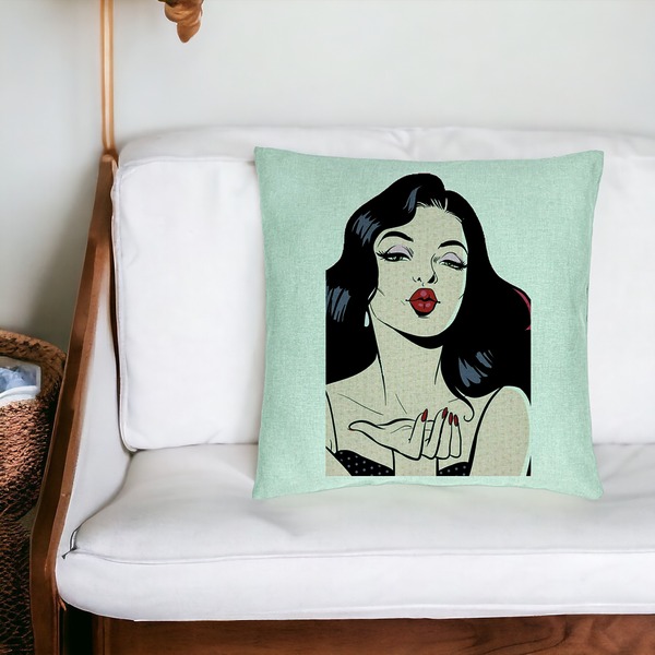 Perna Decorativa, Model Vintage Pop Art, 40x40 cm, Verde Menta, Husa Detasabila, Burduf 20 bsC0189 PhotoRoom 4