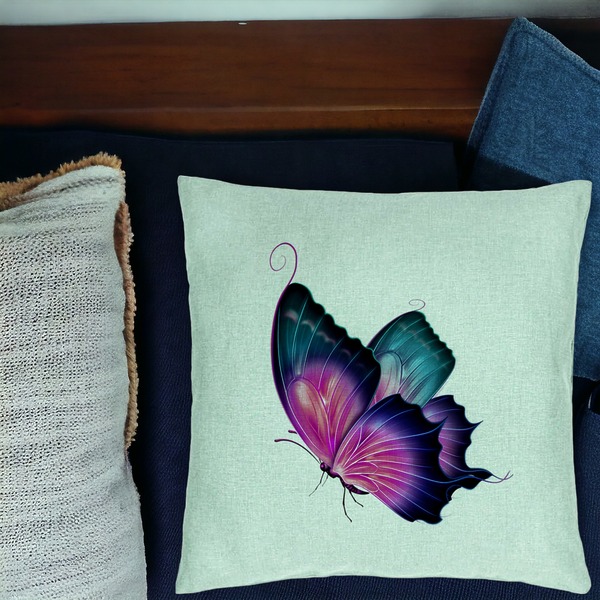 Perna Decorativa, Model Fluture Multicolor, 40x40 cm, Verde Menta, Husa Detasabila, Burduf 17 bsC0191 PhotoRoom 1