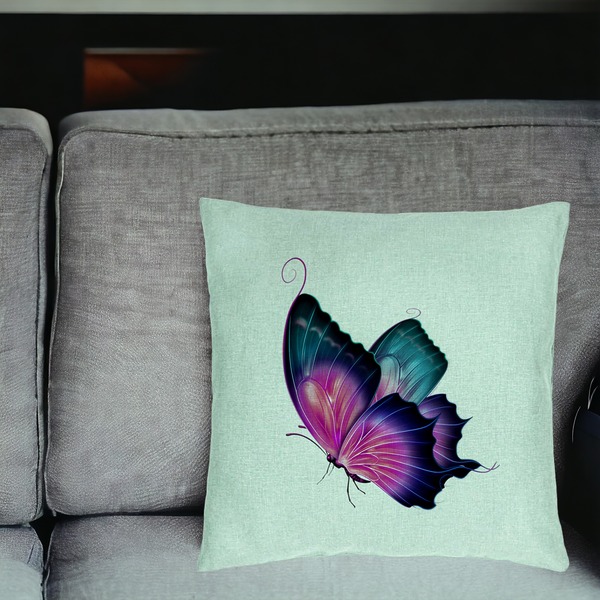 Perna Decorativa, Model Fluture Multicolor, 40x40 cm, Verde Menta, Husa Detasabila, Burduf 18 bsC0191 PhotoRoom 2