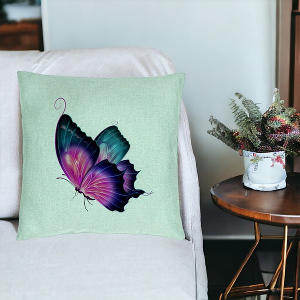 Perna Decorativa, Model Fluture Multicolor, 40x40 cm, Verde Menta, Husa Detasabila, Burduf 19 bsC0191 PhotoRoom 3