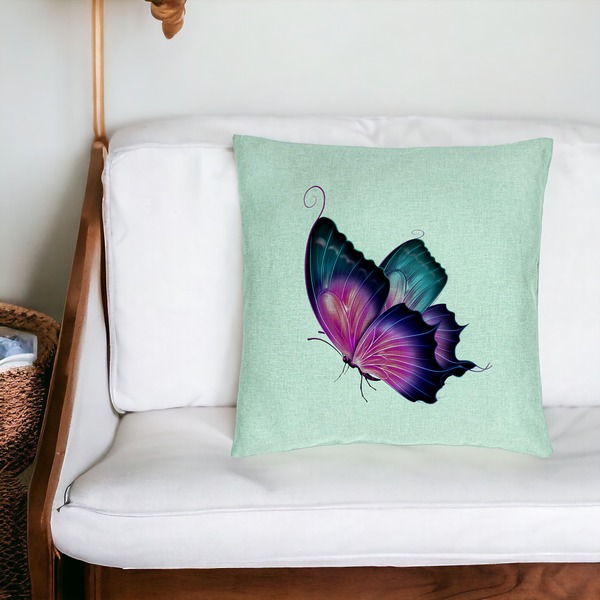 Perna Decorativa, Model Fluture Multicolor, 40x40 cm, Verde Menta, Husa Detasabila, Burduf 20 bsC0191 PhotoRoom 4