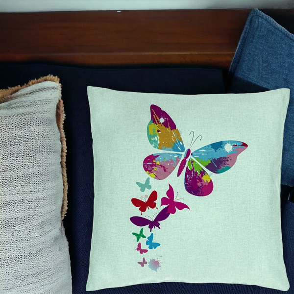 Perna Decorativa, Model Fluture Colorful, 40x40 cm, Verde Menta, Husa Detasabila, Burduf 17 bsC0192 PhotoRoom 1