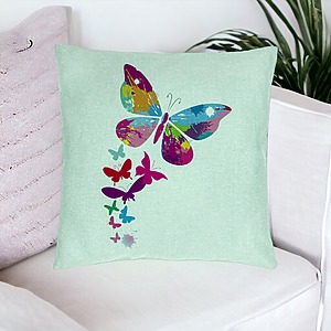 Alternative view of Perna Decorativa, Model Fluture Colorful, 40x40 cm, Verde Menta, Husa Detasabila, Burduf