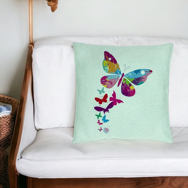 Perna Decorativa, Model Fluture Colorful, 40x40 cm, Verde Menta, Husa Detasabila, Burduf 20 bsC0192 PhotoRoom 4