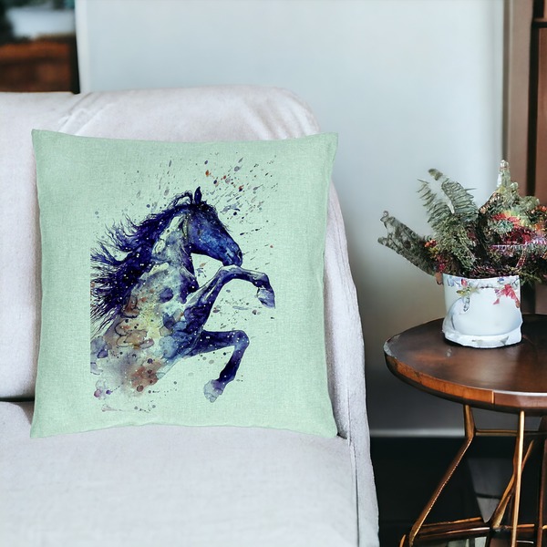 Perna Decorativa, Model Colorful Horse, 40x40 cm, Verde Menta, Husa Detasabila, Burduf 18 bsC0193 PhotoRoom 2