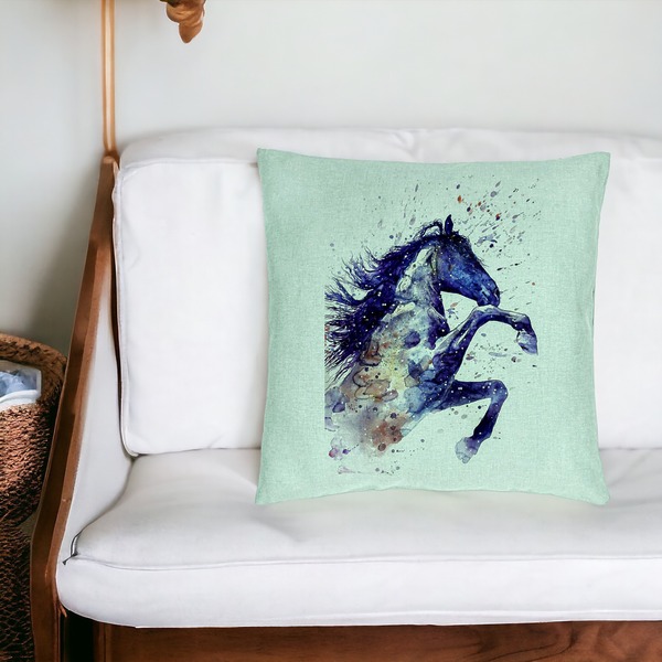 Perna Decorativa, Model Colorful Horse, 40x40 cm, Verde Menta, Husa Detasabila, Burduf 19 bsC0193 PhotoRoom 3