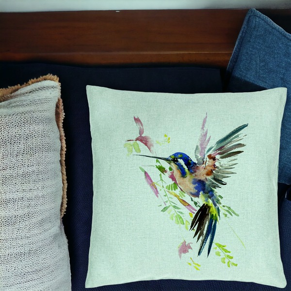 Perna Decorativa, Model Watercolor Birds, 40x40 cm, Verde Menta, Husa Detasabila, Burduf 17 bsC0194 PhotoRoom 1