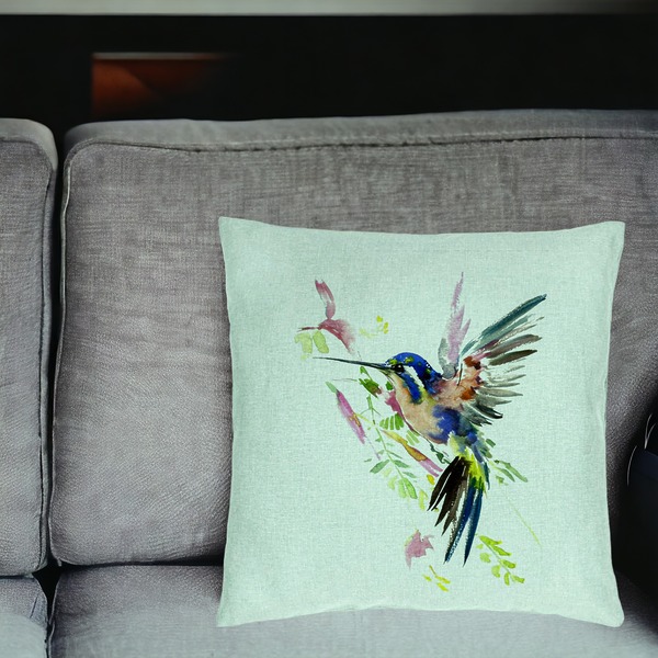 Perna Decorativa, Model Watercolor Birds, 40x40 cm, Verde Menta, Husa Detasabila, Burduf 18 bsC0194 PhotoRoom 2