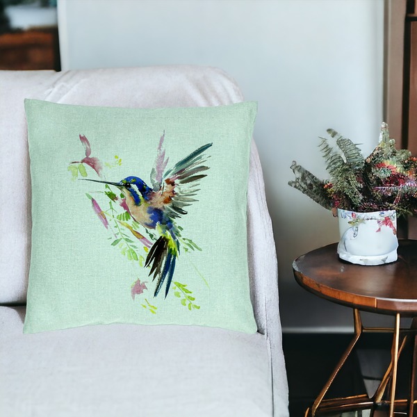 Perna Decorativa, Model Watercolor Birds, 40x40 cm, Verde Menta, Husa Detasabila, Burduf 19 bsC0194 PhotoRoom 3