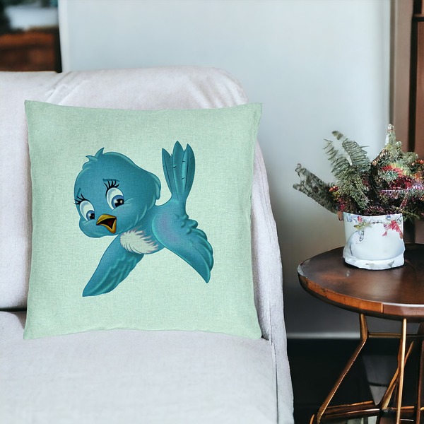 Perna Decorativa, Model TweetTweet, 40x40 cm, Verde Menta, Husa Detasabila, Burduf 19 bsC0195 PhotoRoom 3