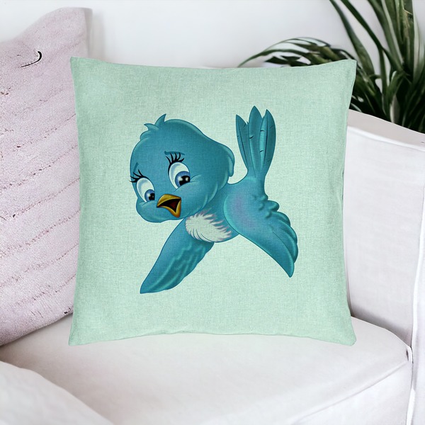 Perna Decorativa, Model TweetTweet, 40x40 cm, Verde Menta, Husa Detasabila, Burduf 16 bsC0195 PhotoRoom