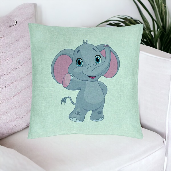 Perna Decorativa, Model copii Elefant, 40x40 cm, Verde Menta, Husa Detasabila, Burduf 16 bsC0196 PhotoRoom