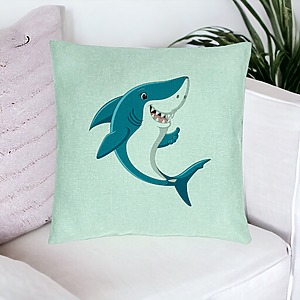 Alternative view of Perna Decorativa, Model copii Rechin Verde Mentastru, 40x40 cm, Verde Menta, Husa Detasabila, Burduf