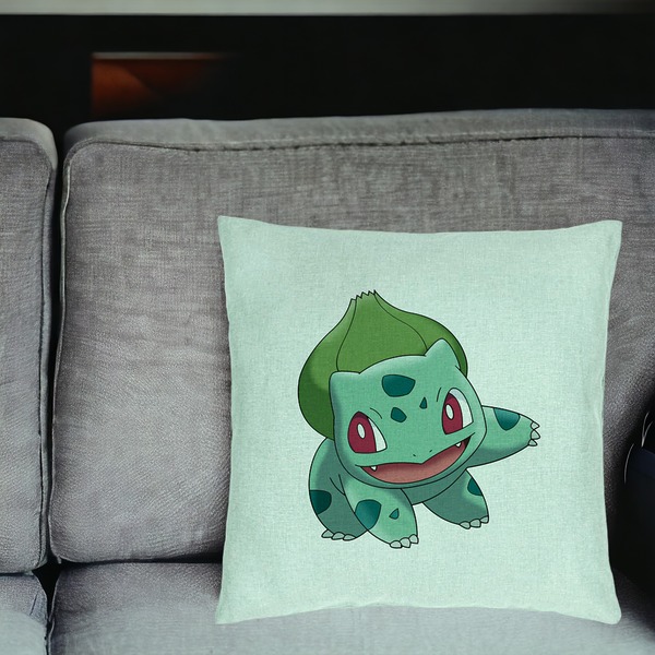 Perna Decorativa, Model copii Bulbasaur, 40x40 cm, Verde Menta, Husa Detasabila, Burduf 18 bsC0198 PhotoRoom 2