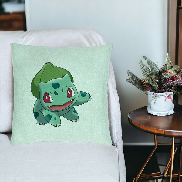 Perna Decorativa, Model copii Bulbasaur, 40x40 cm, Verde Menta, Husa Detasabila, Burduf 19 bsC0198 PhotoRoom 3