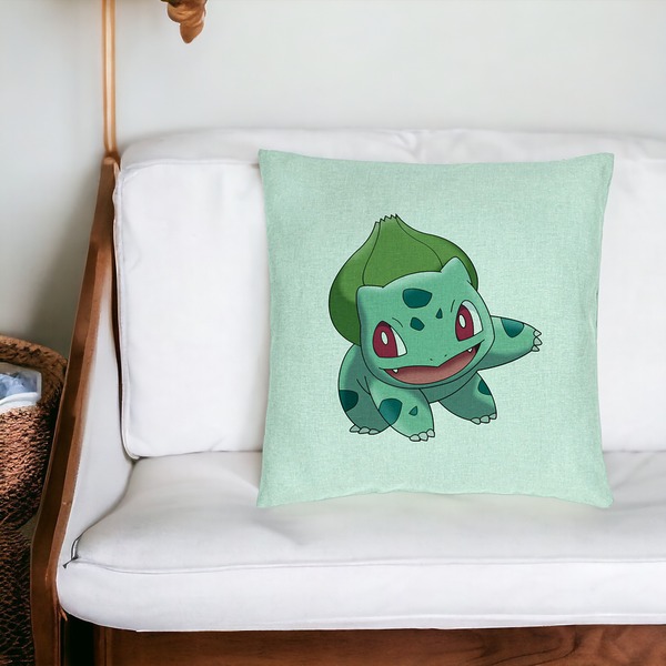 Perna Decorativa, Model copii Bulbasaur, 40x40 cm, Verde Menta, Husa Detasabila, Burduf 20 bsC0198 PhotoRoom 4