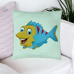 Alternative view of Perna Decorativa, Model copii Peste Verde Mentastru, 40x40 cm, Verde Menta, Husa Detasabila, Burduf