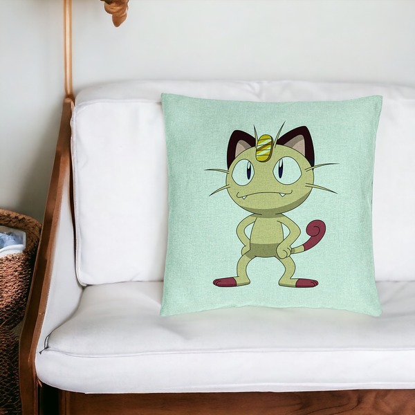 Perna Decorativa, Model Pisica Pokemon, 40x40 cm, Verde Menta, Husa Detasabila, Burduf 20 bsC0200 PhotoRoom 4