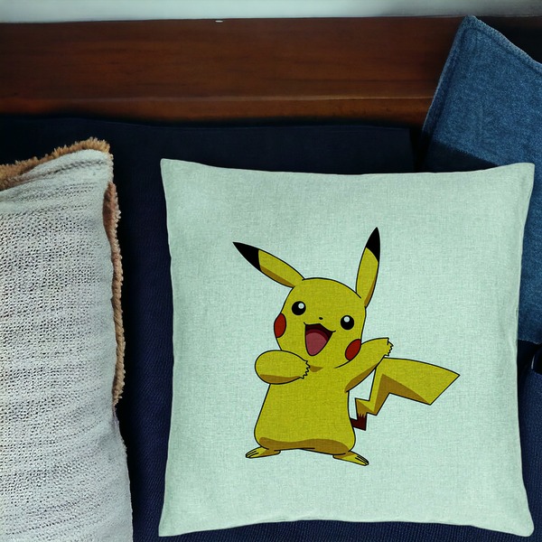 Perna Decorativa, Model copii Pikachu, 40x40 cm, Verde Menta, Husa Detasabila, Burduf 17 bsC0202 PhotoRoom 1