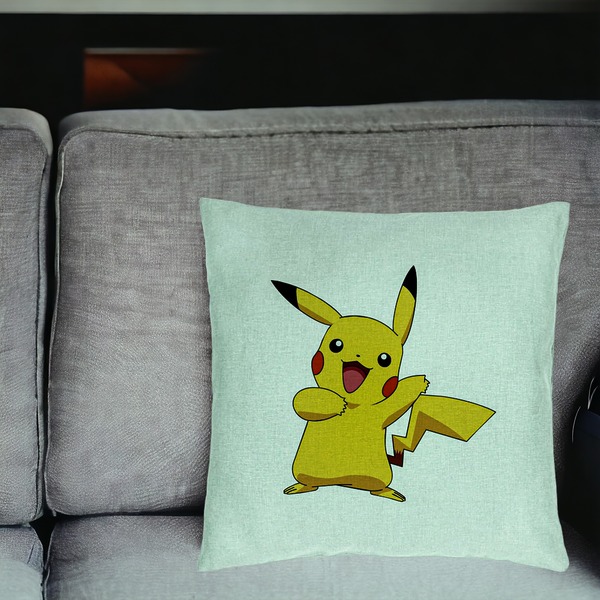 Perna Decorativa, Model copii Pikachu, 40x40 cm, Verde Menta, Husa Detasabila, Burduf 18 bsC0202 PhotoRoom 2