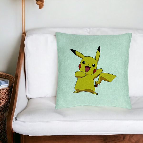 Perna Decorativa, Model copii Pikachu, 40x40 cm, Verde Menta, Husa Detasabila, Burduf 20 bsC0202 PhotoRoom 4