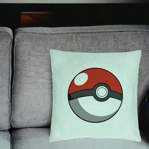 Perna Decorativa, Model copii Pokeball, 40x40 cm, Verde Menta, Husa Detasabila, Burduf 18 bsC0203 PhotoRoom 2