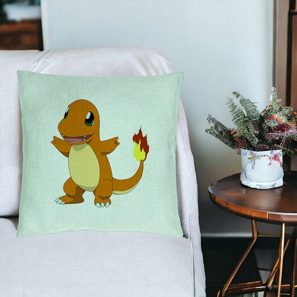 Perna Decorativa, Model copii Fire Lizard, 40x40 cm, Verde Menta, Husa Detasabila, Burduf 19 bsC0204 PhotoRoom 3