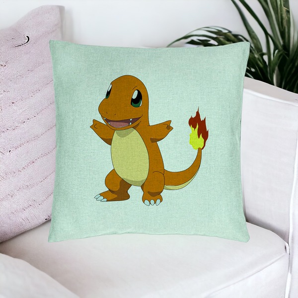 Perna Decorativa, Model copii Fire Lizard, 40x40 cm, Verde Menta, Husa Detasabila, Burduf 16 bsC0204 PhotoRoom