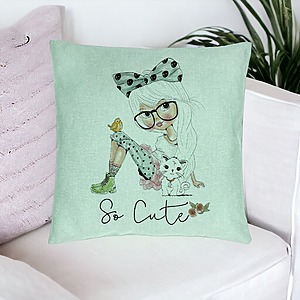 Alternative view of Perna Decorativa, Model So Cute, 40x40 cm, Verde Menta, Husa Detasabila, Burduf
