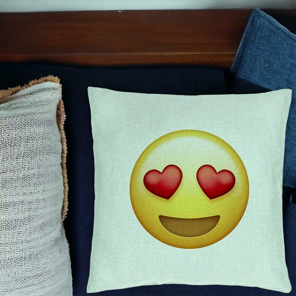 Perna Decorativa, Model Emoji Fata cu Inimi, 40x40 cm, Verde Menta, Husa Detasabila, Burduf 17 bsC0212 PhotoRoom 1