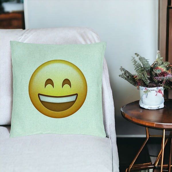 Perna Decorativa, Model Emoji Fericit, 40x40 cm, Verde Menta, Husa Detasabila, Burduf 19 bsC0214 PhotoRoom 3