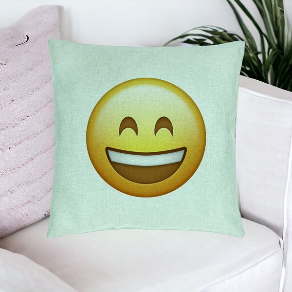 Perna Decorativa, Model Emoji Fericit, 40x40 cm, Verde Menta, Husa Detasabila, Burduf 16 bsC0214 PhotoRoom