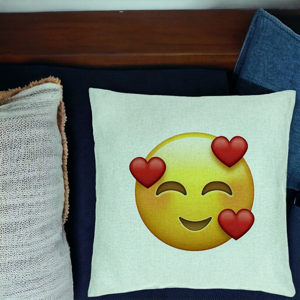 Perna Decorativa, Model Emoji In Love, 40x40 cm, Verde Menta, Husa Detasabila, Burduf 17 bsC0215 PhotoRoom 1