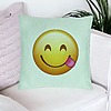 Perna Decorativa, Model Emoji cu Limba, 40x40 cm, Verde Menta, Husa Detasabila, Burduf 23 bsC0216 PhotoRoom