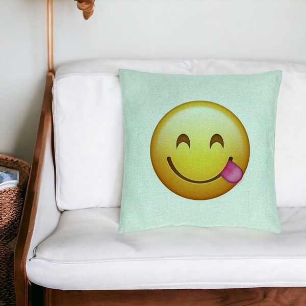 Perna Decorativa, Model Emoji cu Limba, 40x40 cm, Verde Menta, Husa Detasabila, Burduf 20 bsC0216 PhotoRoom 4