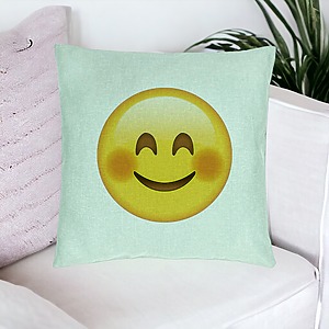 Alternative view of Perna Decorativa, Model Emoji Rusinos, 40x40 cm, Verde Menta, Husa Detasabila, Burduf