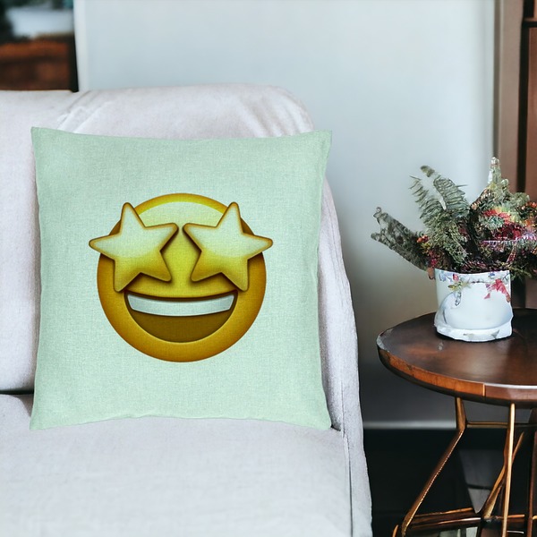 Perna Decorativa, Model Emoji WOW, 40x40 cm, Verde Menta, Husa Detasabila, Burduf 19 bsC0218 PhotoRoom 3
