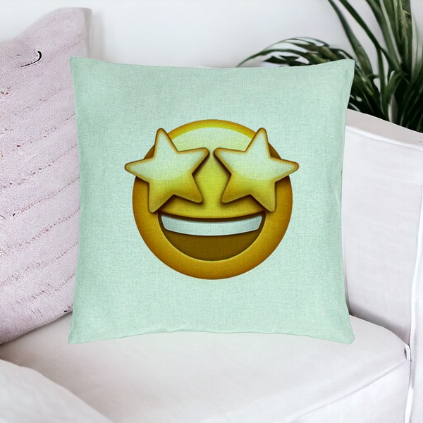 Perna Decorativa, Model Emoji WOW, 40x40 cm, Verde Menta, Husa Detasabila, Burduf 16 bsC0218 PhotoRoom