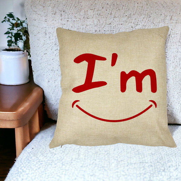 Perna Decorativa Patrata I'm Happy, 40x40 cm, Husa Detasabila, Burduf 21 bsc0002 PhotoRoom 1