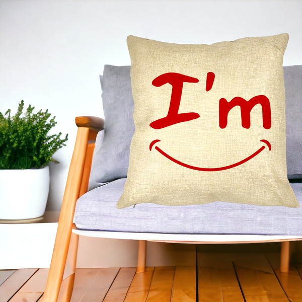 Perna Decorativa Patrata I'm Happy, 40x40 cm, Husa Detasabila, Burduf 22 bsc0002 PhotoRoom 2