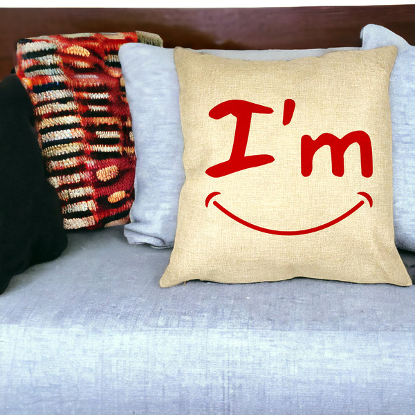 Perna Decorativa Patrata I'm Happy, 40x40 cm, Husa Detasabila, Burduf 24 bsc0002 PhotoRoom 3